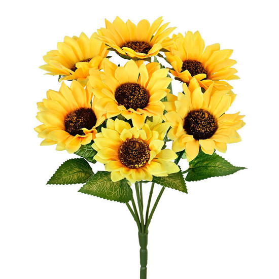 Imagem BUQUÊ DECORATIVO DE GIRASSOL AMARELO EM PLÁSTICO MOLDÁVEL 36X20 CM - GRILLO
