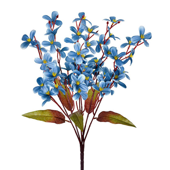 Imagem BUQUÊ DECORATIVO DE MINI LÍRIOS AZUL EM CETIM OUTONADO E PLÁSTICO MOLDÁVEL - GRILLO