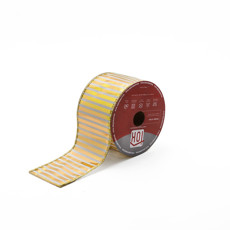 Imagem de FITA NATALINA COR BRANCO E DOURADO 6,3CM X 9,14M - TOK DA CASA   - Store Mania Comercio E Importacao Ltda