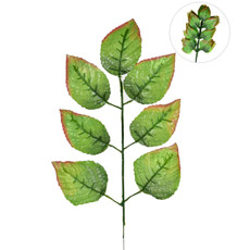 Imagem de HASTE DECORATIVA DE FOLHAS DE ROSEIRA VERDE MARROM EM PLÁSTICO MOLDÁVEL - GRILLO - Grillo Ltda