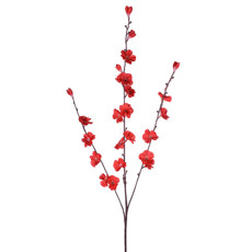 Imagem de HASTE DECORATIVA DE FLOR DE CEREJEIRA VERMELHA EM PLÁSTICO MOLDÁVEL 82X10CM - GRILLO - Grillo Ltda