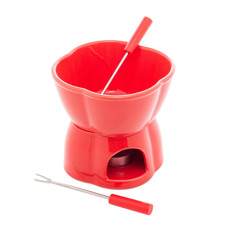 Imagem de APARELHO DE FONDUE 4 PEÇAS DE PORCELANA ALPES VERMELHO 400ML  - Coliseu Presentes Ltda