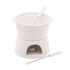 Imagem de APARELHO DE FONDUE 4 PEÇAS DE PORCELANA CLASSIC BRANCO 400ML - LYOR - Coliseu Presentes Ltda