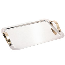 Imagem de BANDEJA DE AÇO INOX COM ALÇA MANHANTTAN CHAMPANHE 33CM X 27CM X 4,5CM - Rojemac Impotacao E Exportacao Ltda