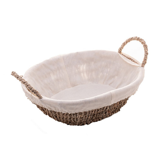 Imagem CESTA OVAL DE SISAL COM FORRO EM TECIDO 27CM X 21CM X 12,5CM - WOLFF