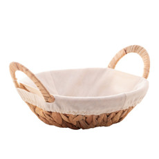 Imagem de CESTA REDONDA DE FIBRA NATURAL COM FORRO EM TECIDO E ALÇA 24CM X 7CM - LYOR - Coliseu Presentes Ltda