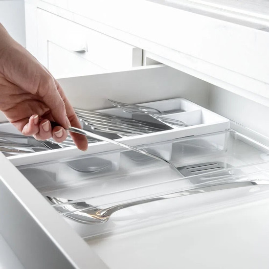 Imagem ORGANIZADOR DE TALHERES E UTENSÍLIOS CLEAR 37,5 X 30 X 5,6 CM COR BRANCO - OU 