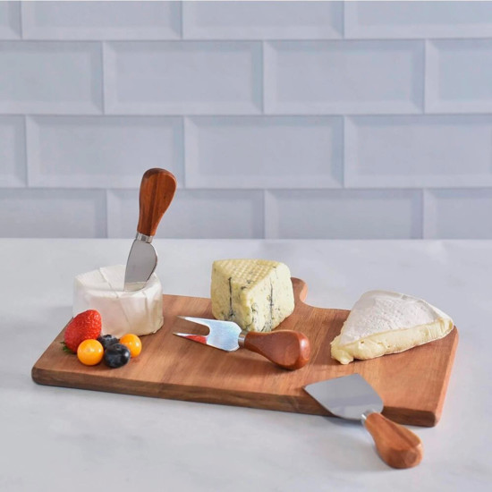 Imagem CONJUNTO DE 3 ACESSÓRIOS PARA QUEIJO E TÁBUA EM MADEIRA KENYA