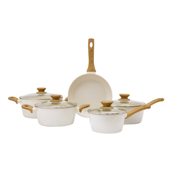 Imagem JOGO DE PANELAS COM 5 PEÇAS MÁRMOL MIMO STYLE BRANCO