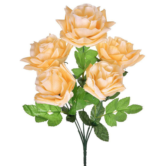 Imagem BUQUÊ DECORATIVO DE ROSAS BEGE EM PLÁSTICO MOLDÁVEL E PÉTALAS EM CETIM - GRILLO