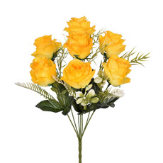 Imagem de BUQUÊ DECORATIVO DE ROSAS AMARELAS EM PLÁSTICO MOLDÁVEL 40X28 CM - GRILLO - Grillo Ltda