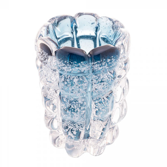 Imagem VASO DECORATIVO ITALY AZUL EM VIDRO 13X10X10CM - LYOR