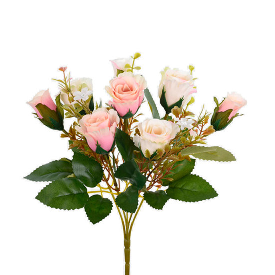 Imagem BUQUÊ DECORATIVO 5 ROSAS SILVESTRES COR ROSA EM PLÁSTICO MOLDÁVEL 29X16CM - GRILLO