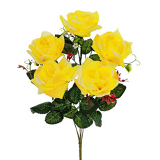 Imagem de BUQUÊ DECORATIVO DE ROSA DIAMANTE AMARELA EM PLÁSTICO MOLDÁVEL 46X20 CM - GRILLO - Grillo Ltda