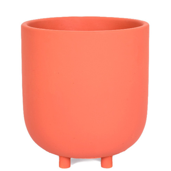 Imagem CACHEPOT DECORATIVO EM CIMENTO COM PÉ COR TERRACOTA 16X16X18CM - GRILLO 53170