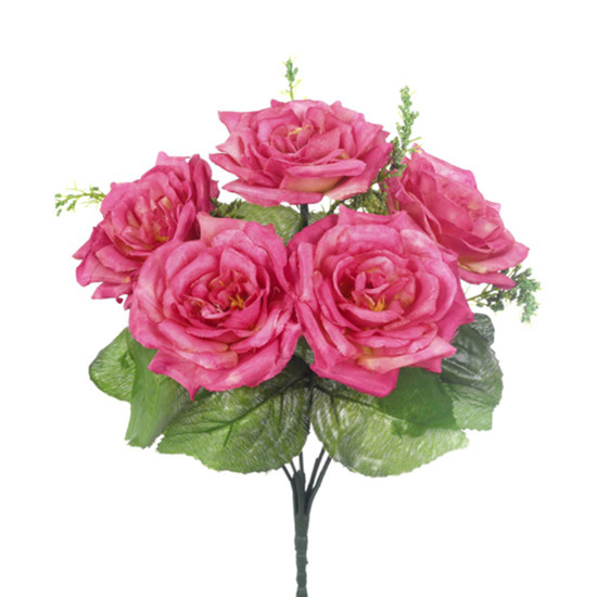 Imagem BUQUÊ DECORATIVO DE ROSAS GYPSO SALMÃO EM PLÁSTICO MOLDÁVEL 26X14 CM - GRILLO