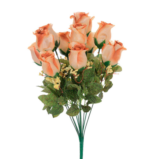 Imagem BUQUÊ DECORATIVO EM PLÁSTICO MOLDÁVEL DE BOTÕES DE ROSAS COR CAFÉ 47X30 CM - GRILLO