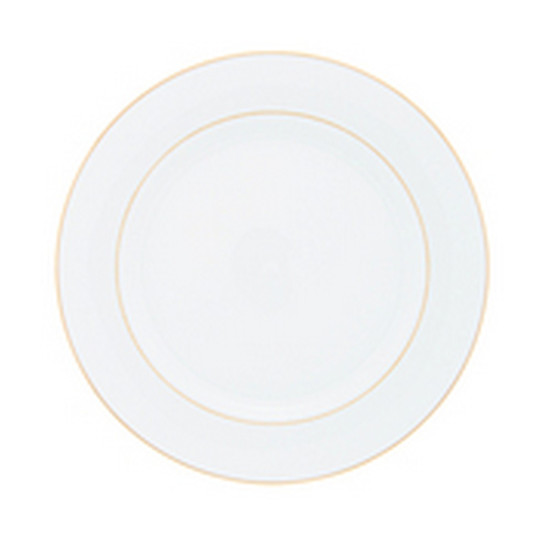 Imagem CONJUNTO 6 PRATOS PARA SOBREMESA DE PORCELANA COM BORDA DOURADA MÔNACO BRANCO 19CM - WOLFF