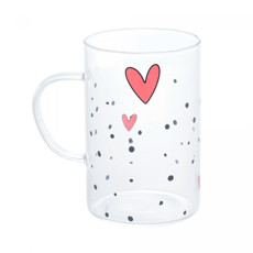 Imagem de CONJUNTO 2 CANECAS DE VIDRO BOROSSILICATO RESISTENTE A CALOR HEART 280ML - WOLFF - Rojemac Impotacao E Exportacao Ltda