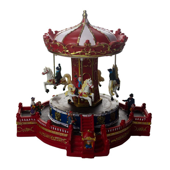 Imagem CARROSSEL DECORATIVO NATALINO MOVIDO A PILHAS COR VERMELHA 32X27X30CM - GRILLO 54943