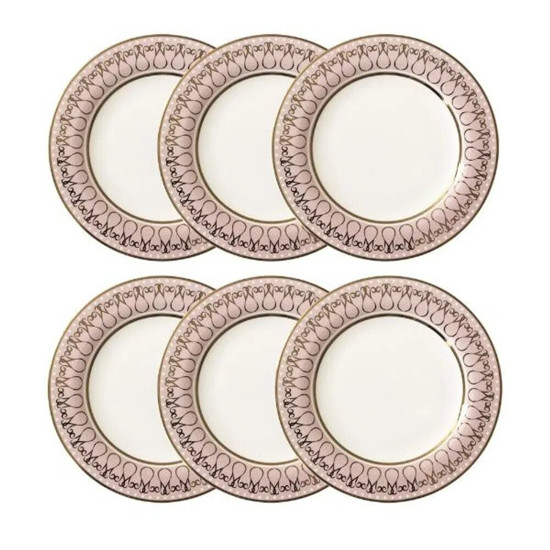Imagem JOGO DE PRATOS SOBREMESA EM PORCELANA STRAUSS ROSE BALL 23CM 6 UNIDADES 