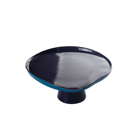 Imagem PRATO PARA BOLO EM VIDRO COM PÉ 028XA12,5CM COR ROXA E AZUL L'HERMITAGE