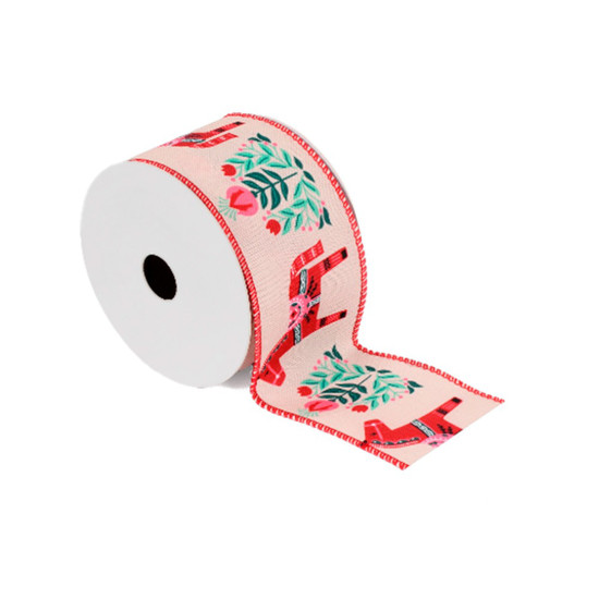 Imagem FITA ARAMADA DECORADA COLORIDA NATALINA 6,3CM X 9,14 METROS - GRILLO 53932