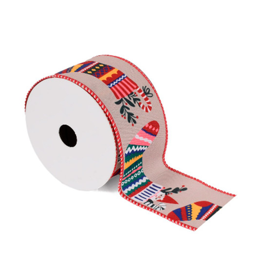 Imagem FITA ARAMADA DECORADA NATALINA COLORIDO 6,3CM X 9,14 METROS - GRILLO  53987