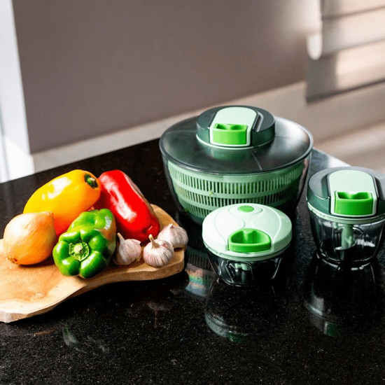 Imagem SECADORA DE SALADA HUDSON HOME A CORDA EM PLÁSTICO COM CAPACIDADE DE 4 LITROS COR VERDE