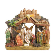 Imagem de PRESÉPIO COM LUZ E SOM MOVIDO A PILHA DE RESINA 35X40X17CM - CROMUS  - Cromus Embalagens Ind. E Com. Ltda