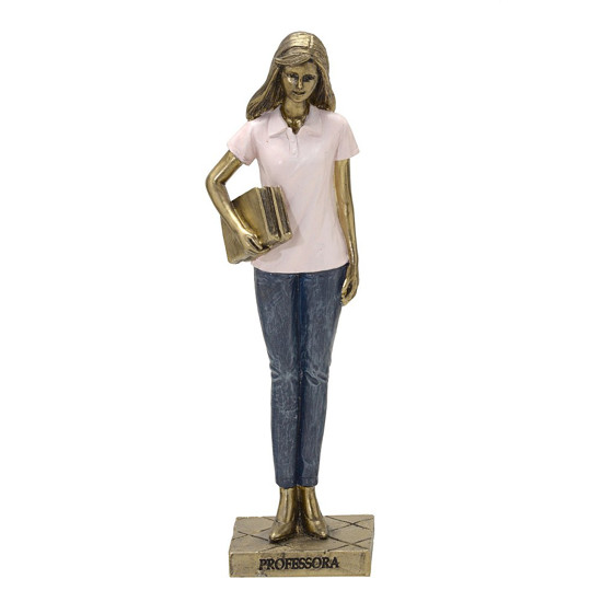 Imagem ESTATUETA DECORATIVA PROFESSORA EM RESINA 7X5,5X24CM - MABRUK 