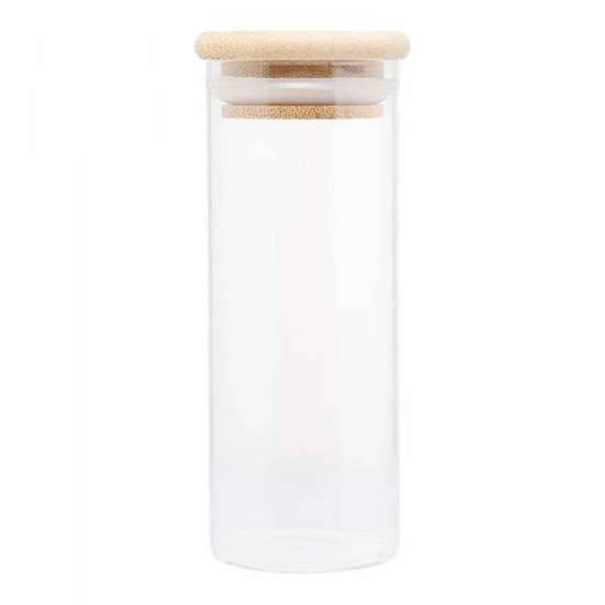 Imagem PORTA MANTIMENTO DE VIDRO BOROSSILICATO COM TAMPA DE BAMBU 160ML - WOLFF