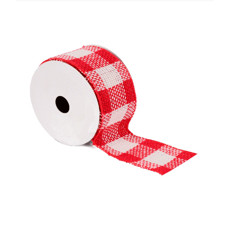 Imagem de FITA ARAMADA NATALINA COR VERMELHO E BRANCO 6,3CM X 9,14 METROS - GRILLO 53922 - Grillo Ltda