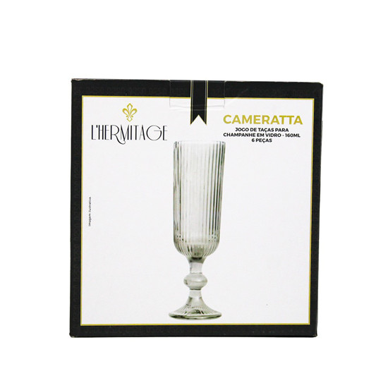Imagem JOGO DE TAÇAS PARA CHAMPANHE CAMERATTA EM VIDRO COR VERDE 160ML - L'HERMITAGE