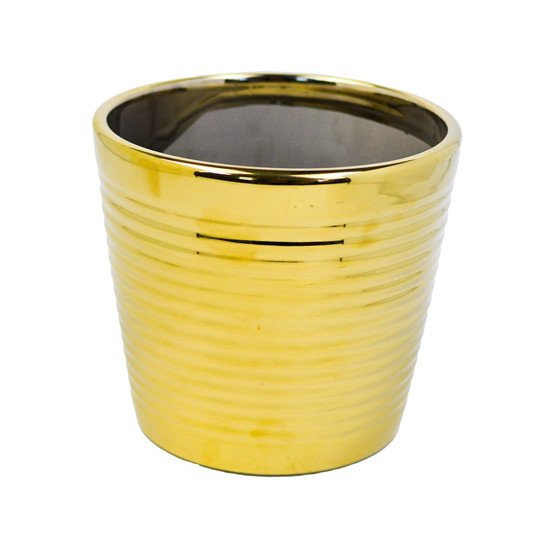 Imagem VASO DECORATIVO DE CERÂMICA COR DOURADO 15X15X13CM - GRILLO 54775