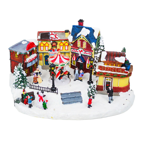 Imagem VILA NATALINA COM LED COLORIDO, MOVIMENTOS E MUSICA MOVIDO A PILHAS 22X40X30CM - GRILLO 54912