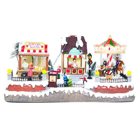 Imagem VILA NATALINA COM LED COLORIDO, MOVIMENTOS E MUSICA MOVIDO A PILHAS 40X22X22CM - GRILLO 54909 