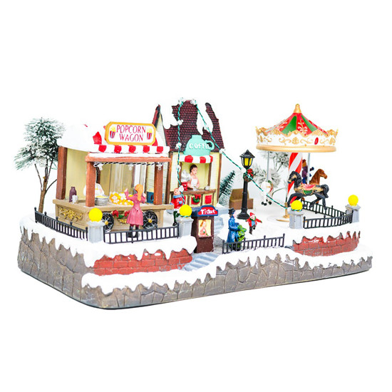 Imagem VILA NATALINA COM LED COLORIDO, MOVIMENTOS E MUSICA MOVIDO A PILHAS 40X22X22CM - GRILLO 54909 