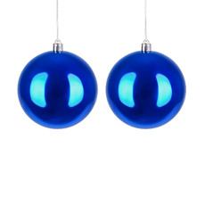 Imagem de JOGO DE BOLA NATALINA 2 PEÇAS DE 8CM COR AZUL - GRILLO 52366 - Grillo Ltda