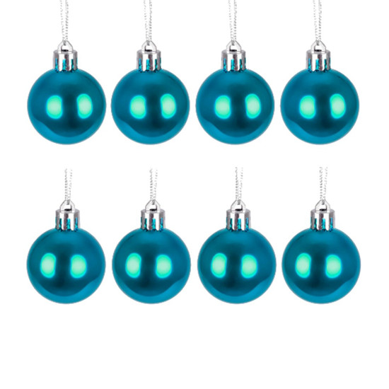 Imagem JOGO DE BOLA NATALINA COR AZUL CLARO 8 PEÇAS DE 3CM - GRILLO 52363