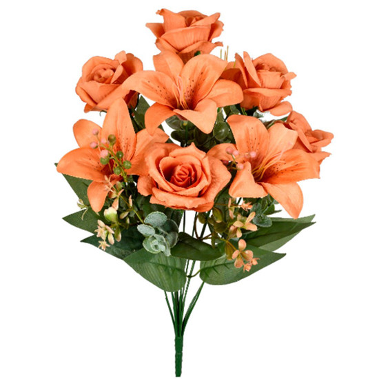 Imagem BUQUÊ MISTO ROSA E LIRIO X12 CARAMELO 26X45CM - GRILLO 53552