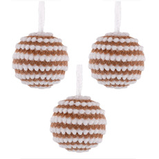 Imagem de JOGO DE BOLA NATALINA COR BRANCO E BEGE 3 PEÇAS DE 8CM - GRILLO 52006 - Grillo Ltda