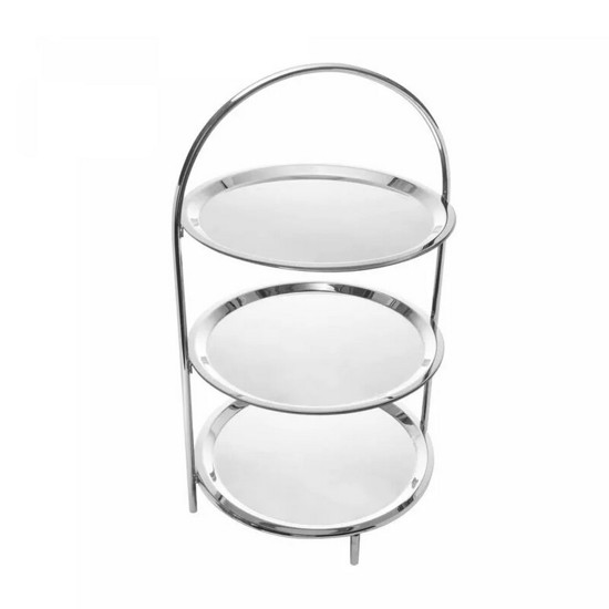 Imagem PRATO TRIPLO PARA DOCES DE AÇO INOX 30CM X 28CM X 42CM - WOLFF