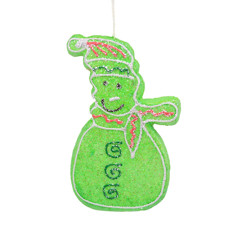 Imagem de ENFEITE NATALINO PARA PENDURAR EM FORMATO DE BONECO DE NEVE COR VERDE COM GLITTER 23CM GRILLO 2321  - 6f Decoracoes Imp E Exp E Com Ltda