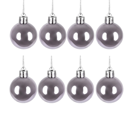 Imagem JOGO DE BOLA NATALINA COR PRATEADO 8 PEÇAS DE 3CM - GRILLO 52363