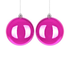 Imagem de JOGO DE BOLA DE NATAL COR ROSA 2 UNIDADES DE PLÁSTICO 10CM - GRILLO 38331 - Grillo Ltda