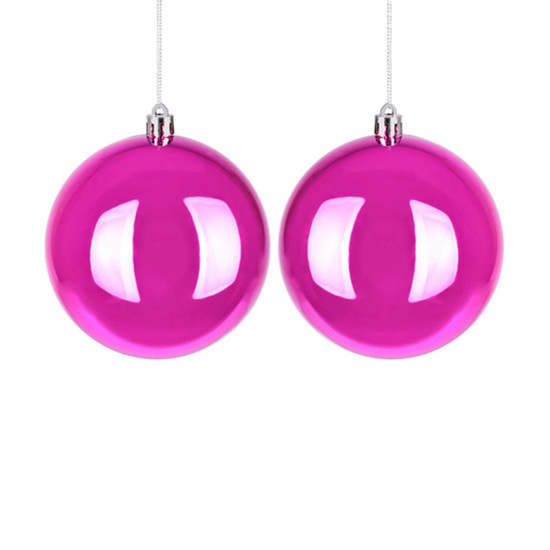 Imagem JOGO DE BOLA DE NATAL COR ROSA 2 UNIDADES DE PLÁSTICO 10CM - GRILLO 38331