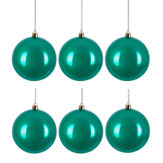 Imagem JOGO DE BOLA NATALINA COR VERDE CLARO 6 PEÇAS DE 8CM - GRILLO 52341