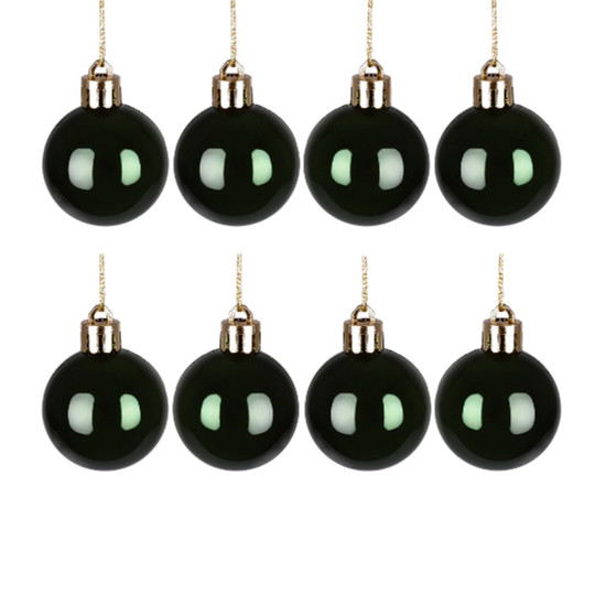 Imagem JOGO DE BOLA NATALINA COR VERDE ESCURO 8 PEÇAS DE 3CM - GRILLO 52363