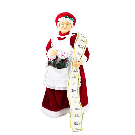 Imagem MAMÃE NOEL DE RESINA E CELUDO COM LISTA E XÍCARA 60CM - CROSS 